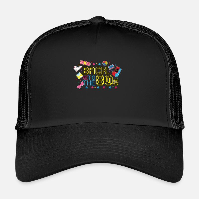 Back to the 80s 80er Jahre Retro - Trucker Cap - Schwarz/Schwarz