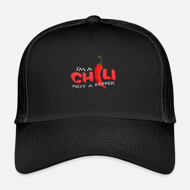 Chilischote Lustige Sprüche Scharfe Chili Geschenk - Trucker Cap - Schwarz/Schwarz