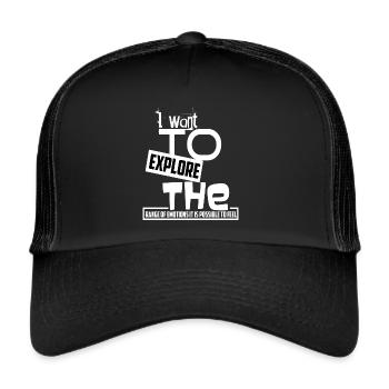 Exploring explore adventure saying gift - Trucker Cap - black/black - Front