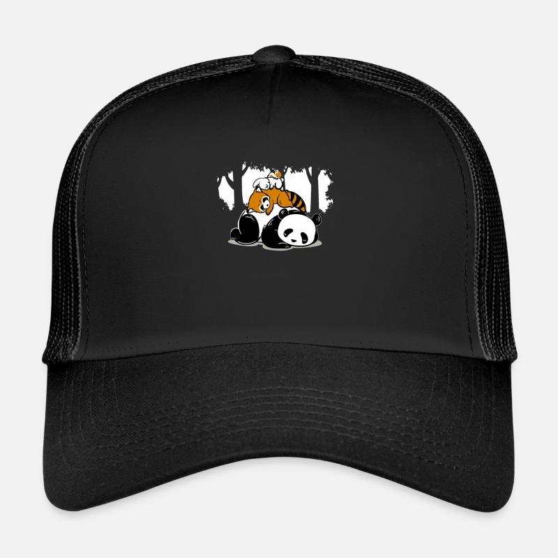 Panda Koala Bear Bunny Lazy Sleeping Couch Gift - Casquette trucker  - noir/noir