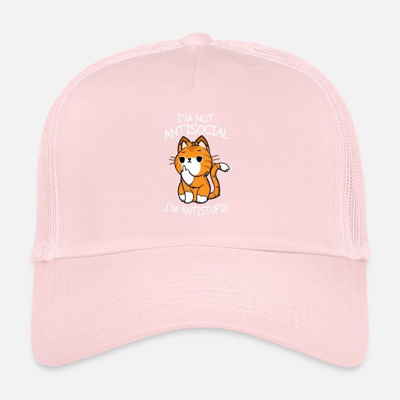 Anti Social Dumm Katze Einzelgänger Idiot Geschenk Trucker Cap