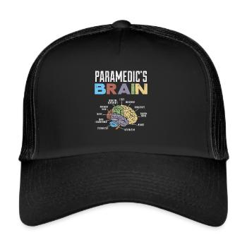 Lustiger Sprichwort-Sanitäter EMS Brain Funny - Trucker Cap - Schwarz/Schwarz - Vorne