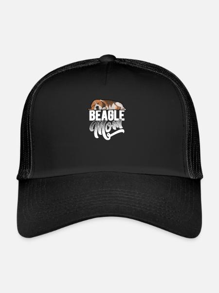Beagle Dog Womens Beagle Mom - Trucker Cap - black/black - Front