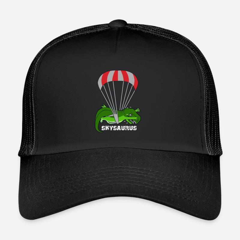 Fallschirmspringer Dinosaurier T-rex Lustig - Trucker Cap - Schwarz/Schwarz
