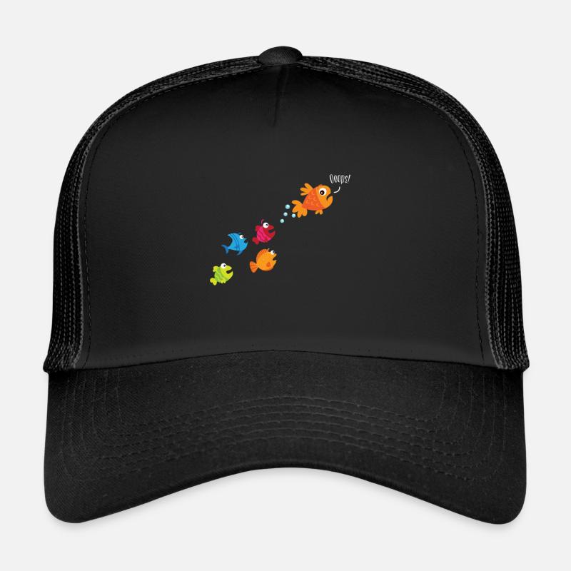 Poisson pêche enfants péter chiots - Casquette trucker  - noir/noir