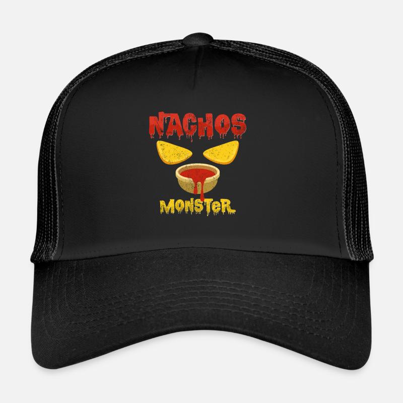 Nachos Monster | Salsa Nacholiebhaber Geschenk - Trucker Cap - Schwarz/Schwarz