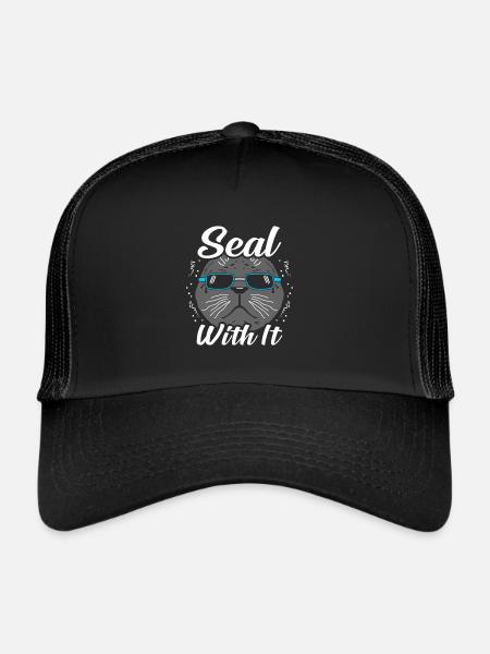 Seal Seal Water Sea Sweet Gift - Trucker Cap - black/black - Front