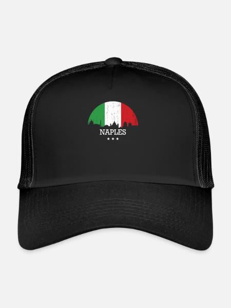 Naples Italie - Casquette trucker  - noir/noir - Devant