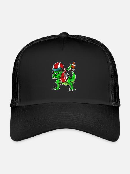 Drôle de football T-Rex Dab Dabbing dinosaures - Casquette trucker  - noir/noir - Devant