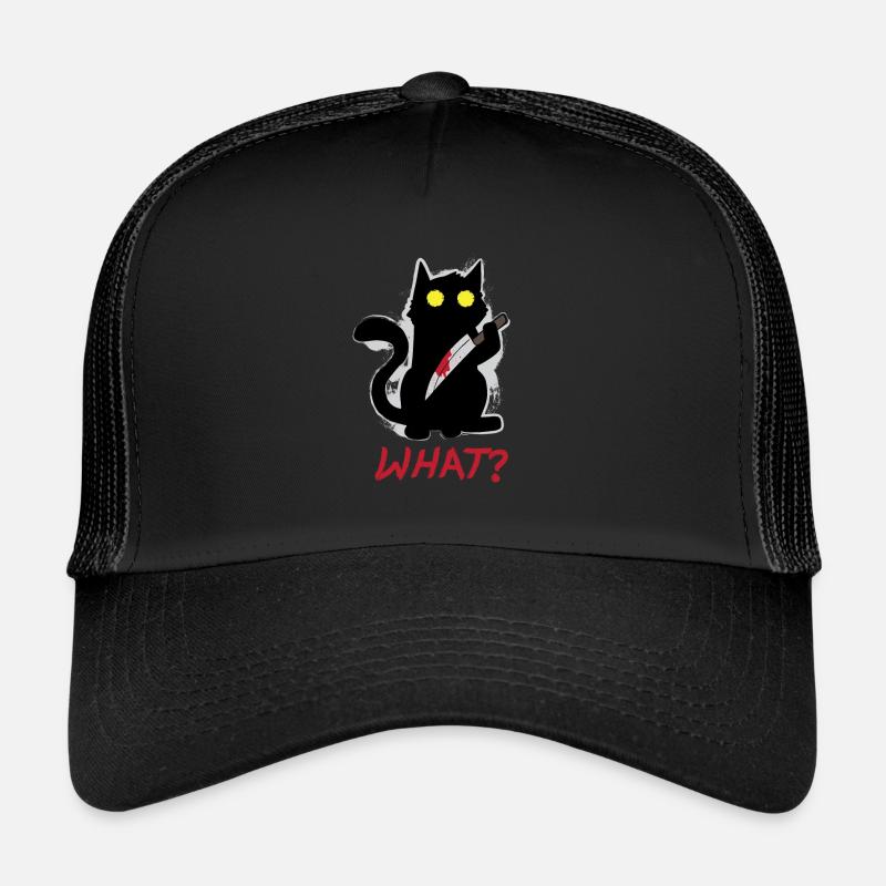 Quoi? Chat psycho tueur noir au sang de couteau Casquette trucker 