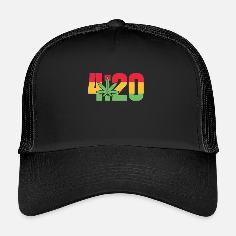 420 feuilles de cannabis Jamaïque Casquette trucker 