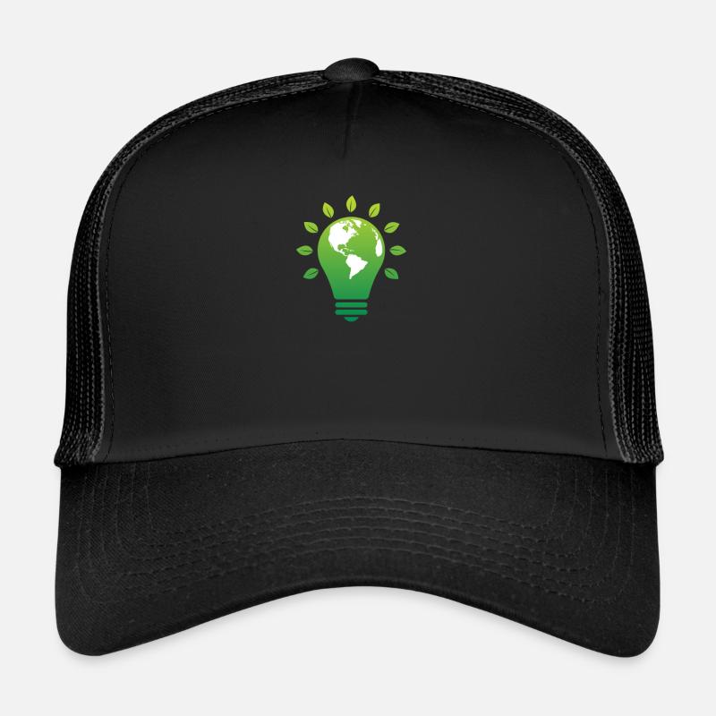 Grüne Birne, Strom - Klimawandel, Umweltschutz - Trucker Cap - Schwarz/Schwarz