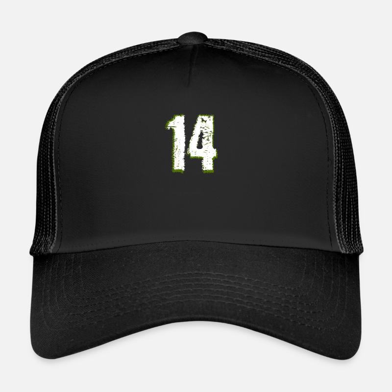 14, 14 ans, 14 ans, numéro 14 - Casquette trucker  - noir/noir