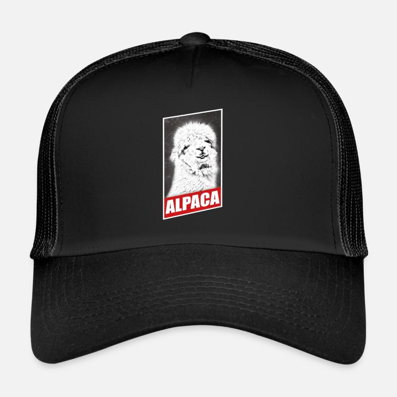 Alpaka Lama Geschenk - Trucker Cap - Schwarz/Schwarz