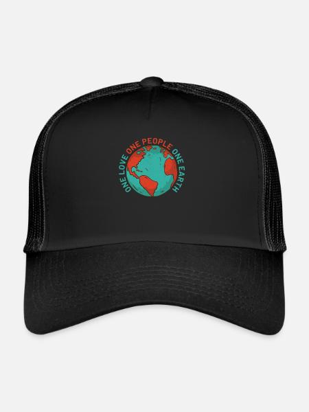 one love one people one earth - Trucker Cap - black/black - Front