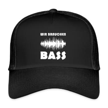 wir brauchen bass - Trucker Cap - Schwarz/Schwarz - Vorne