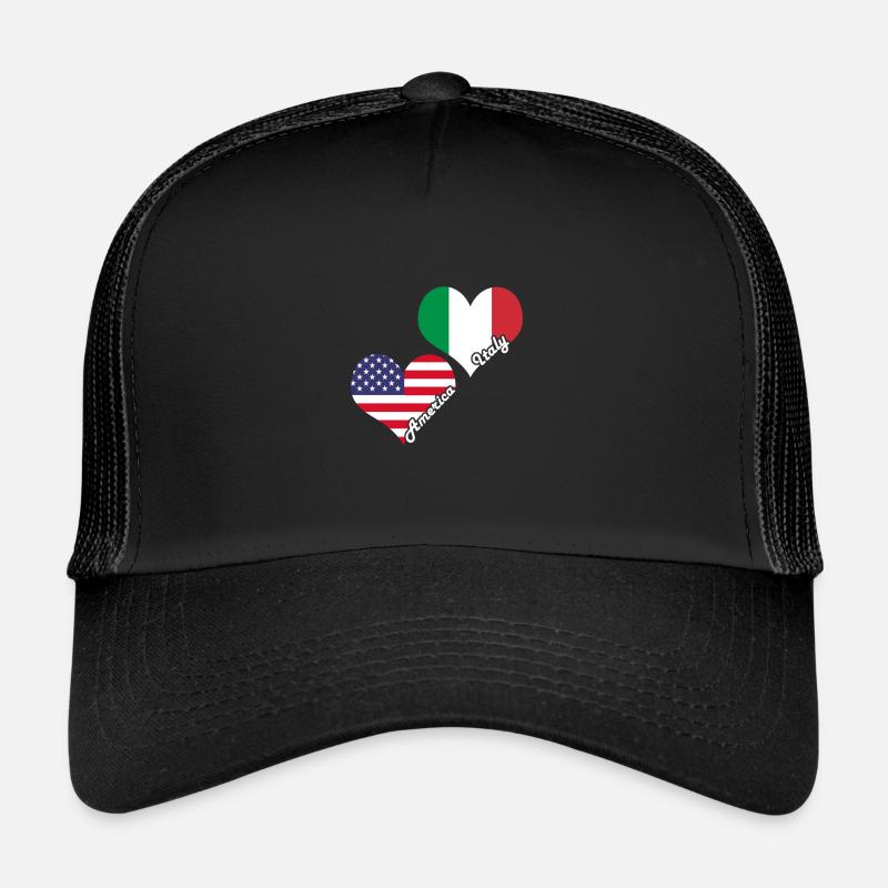 Italien Amerika - Trucker Cap - Schwarz/Schwarz