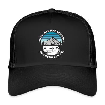 Lieber 1000 Sterne Wohnmobil Shirt Camping - Trucker Cap - Schwarz/Schwarz - Vorne