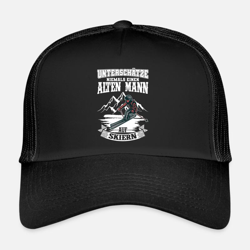Unterschätze niemals einen alten Mann auf Skiern - Trucker Cap - Schwarz/Schwarz