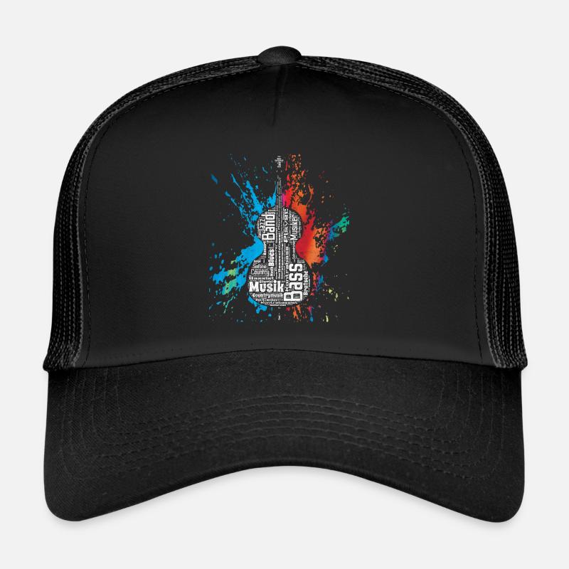 Kontrabass Wordcloud Word Cloud Geschenk - Trucker Cap - Schwarz/Schwarz
