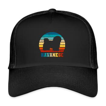 Havaneser Hund Vintage Geschenk - Trucker Cap - Schwarz/Schwarz - Vorne