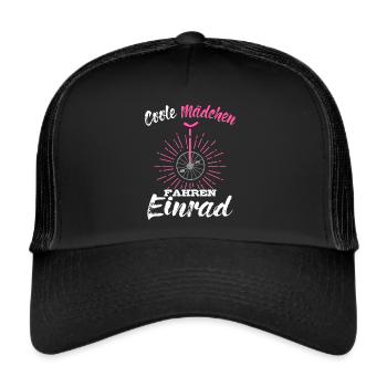 Coole Mädels Fahren Einrad Balancieren Zirkus - Trucker Cap - Schwarz/Schwarz - Vorne