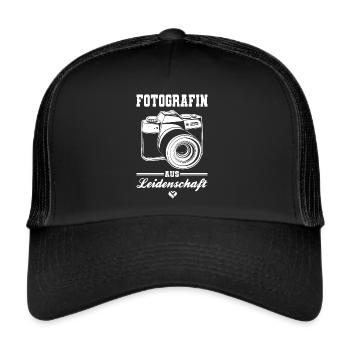 Fotografin aus Leidenschaft Fotografie Kamera - Trucker Cap - Schwarz/Schwarz - Vorne
