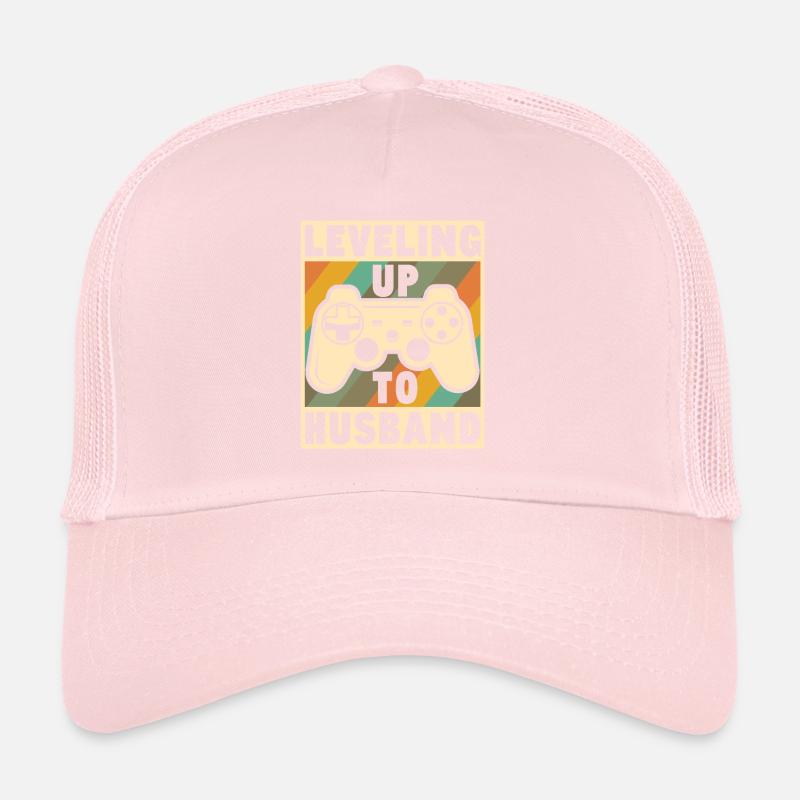 Leveling up to Husband gift bachelor Trucker Cap