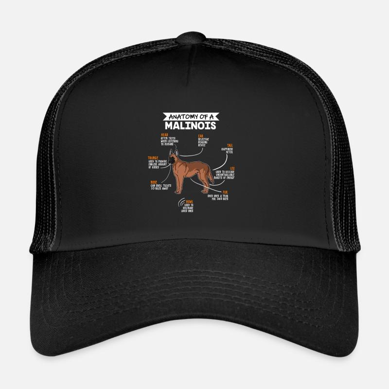 Anatomie des Malinois Hund Hundebesitzer - Trucker Cap - Schwarz/Schwarz