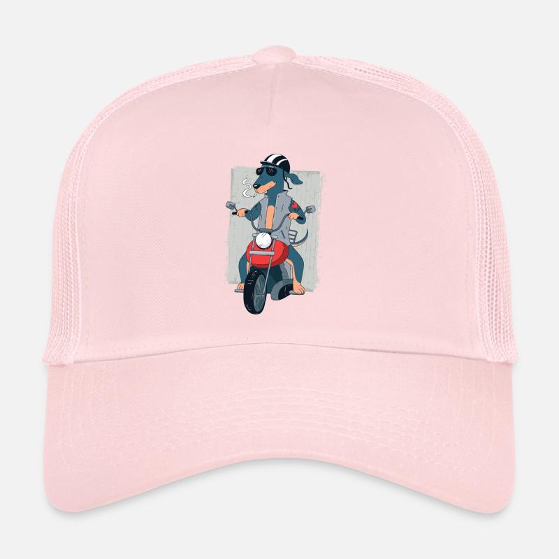 Dachshund rocker on motorcycle biker gift 1187 Trucker Cap