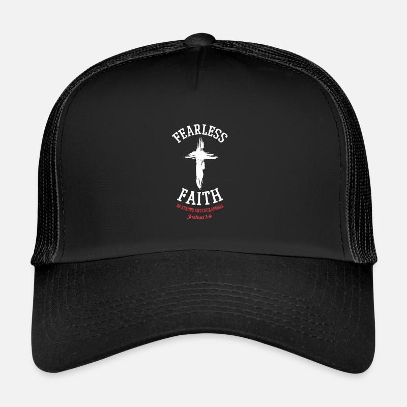 Angstfreier Glaube Sei Stark und Mutig Josua 1,9 - Trucker Cap - Schwarz/Schwarz