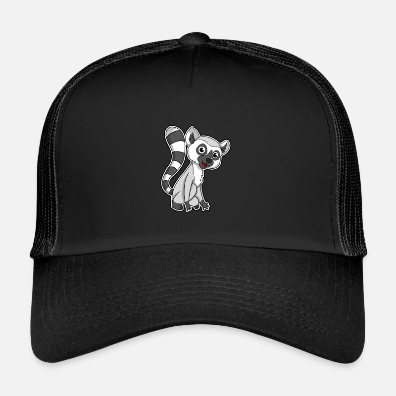 Süße Lemur Lemuren Geschenk - Trucker Cap - Schwarz/Schwarz