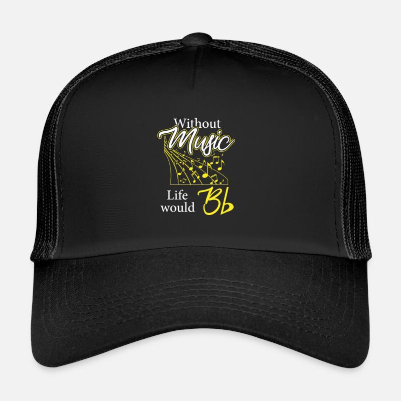 Without music, life would be flat - Trucker Cap - black/black