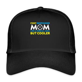 First Responder Mom Paramedic PoliceWoman - Trucker Cap - black/black - Front