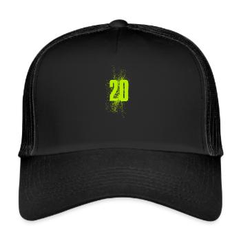 20 Neon Number Grün - Trucker Cap - Schwarz/Schwarz - Vorne