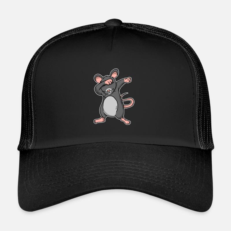 Lustiges Dabbing Ratte Maus Geschenk - Trucker Cap - Schwarz/Schwarz