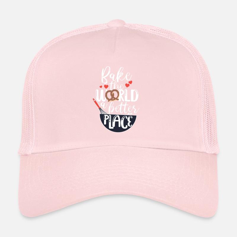 Bake The World A Better Place Cake Artist Baker Cu Trucker Cap