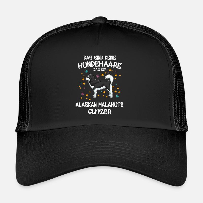 Cadeau de support de chien de paillettes de malamute d'Alaska - Casquette trucker  - noir/noir