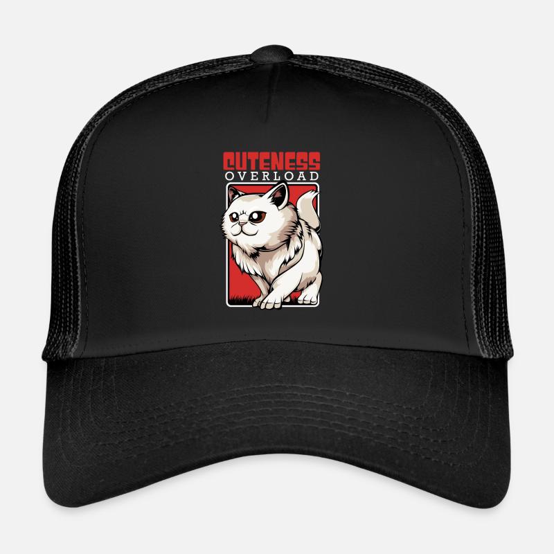 Cute Persian Cat - Cuteness Overload - Kawaii - Trucker Cap - black/black