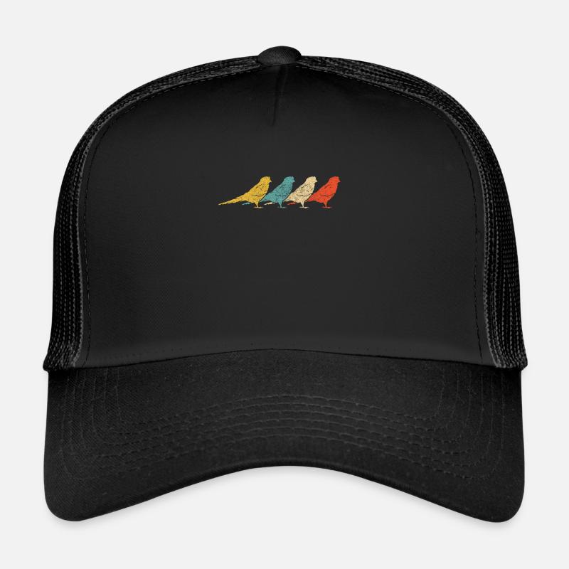 Vintage Retro Budgie Bird Budgerigar - Trucker Cap - black/black