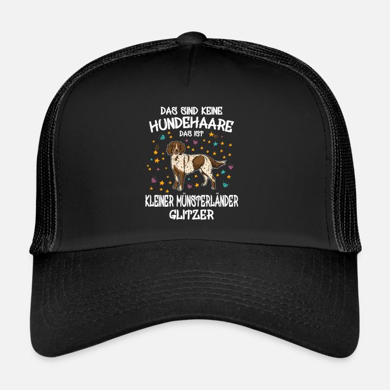 Kleiner Münsterländer Glitzer Hunde Geschenk - Trucker Cap - Schwarz/Schwarz