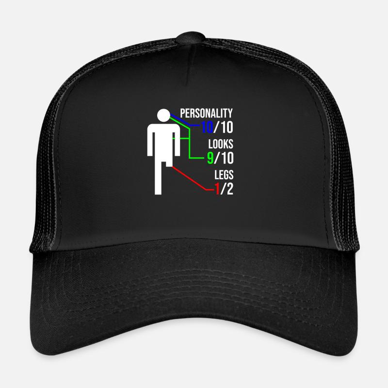 Invalidité de cadeau d'amputation de jambe - Casquette trucker  - noir/noir