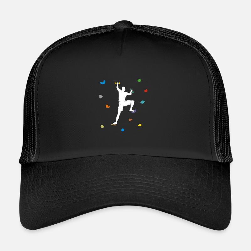 Bouldern Boulderhalle Wand Geschenk - Trucker Cap - Schwarz/Schwarz