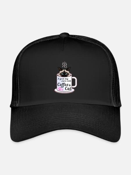 A Good Day Starts With A Coffee & A Birman Cat - Trucker Cap - black/black - Front