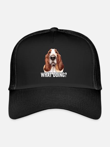 Basset Hound Que faire - Casquette trucker  - noir/noir - Devant