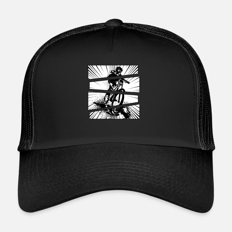 Vélo sport VTT tout-terrain split - Casquette trucker  - noir/noir