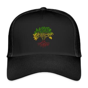Tree Roots Rasta Lion Reggae good vibes - Trucker Cap - Schwarz/Schwarz - Vorne