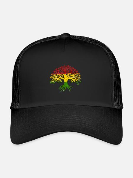 Tree Roots Rasta Lion Reggae good vibes - Trucker Cap - Schwarz/Schwarz - Vorne