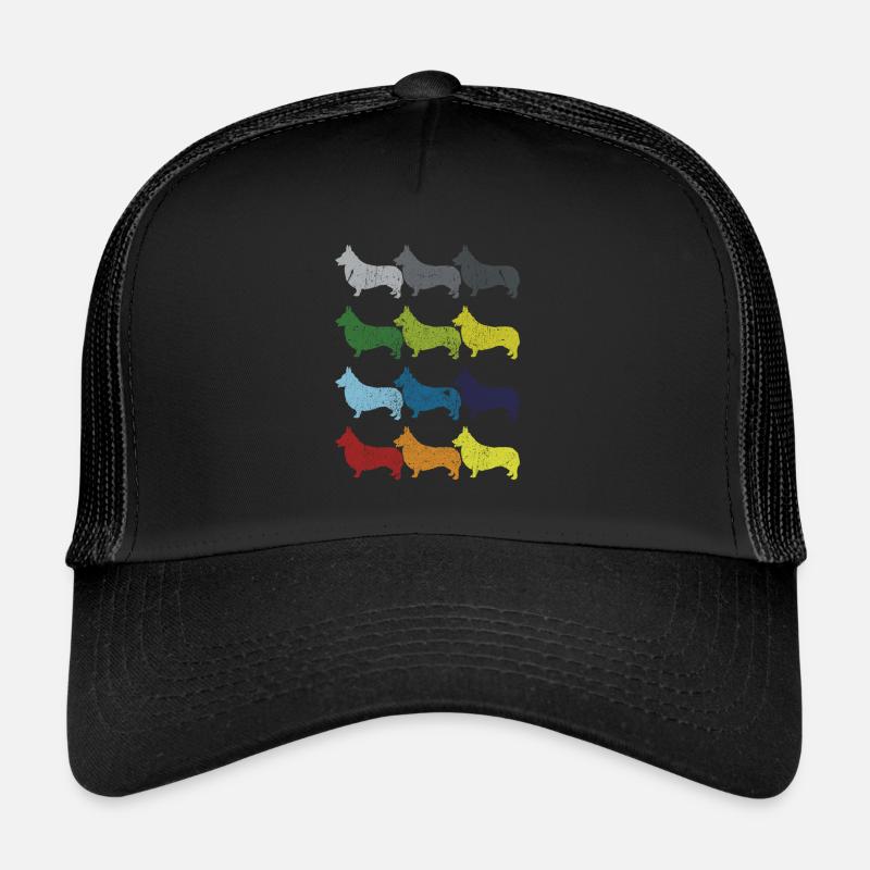 Neon Pop Art Retro Corgi Hund Geschenk Trucker Cap