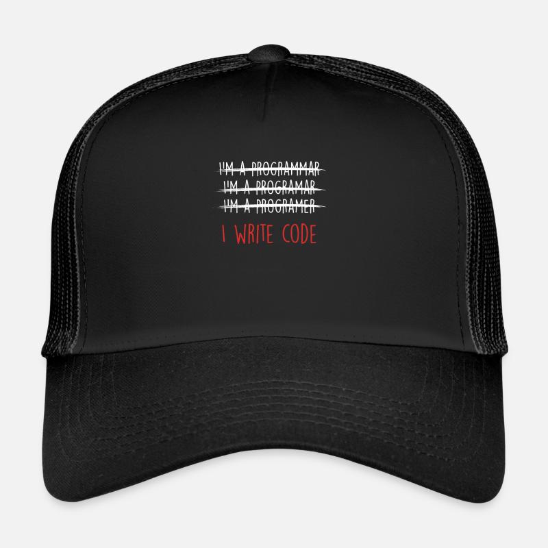 J'écris un cadeau de programmation de programmeur de codeur de code Casquette trucker 